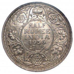 INDIEN - 1/2 Rupie 1936 - GCN MS63