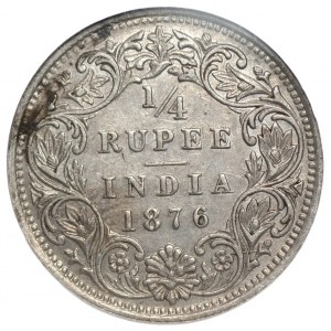 INDIE - 1/4 rupii 1876 - GCN MS60
