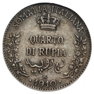 ITALIENISCHER SOMALI - 1/4 Rupie 1910 - GCN AU50