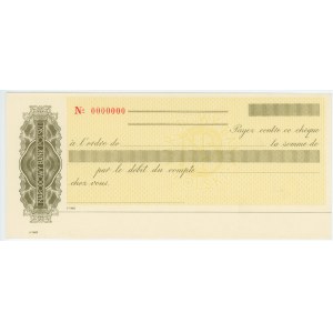 National Bank of Poland - MODEL of a check in French No. 0000000