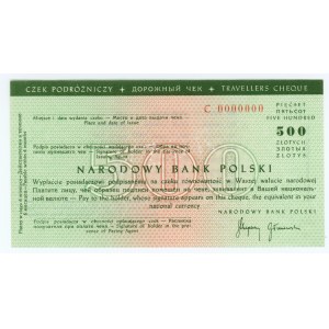 Traveler's check worth 500 zlotys - MODEL ser. C 0000000
