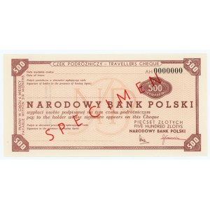 Traveler's Check worth 500 PLN - SPECIMEN ser. AH 0000000 with your name underlined