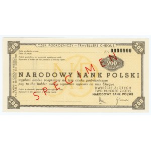 Traveler's Check worth 200 PLN - SPECIMEN ser. AH 0000000