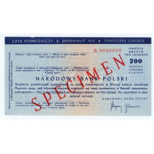 Traveler's check worth 200 zlotys - SPECIMEN ser. B 0000000
