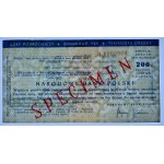 Traveler's check worth 200 zlotys - SPECIMEN ser. B 0000000