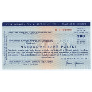 Traveler's check worth 200 zlotys - MODEL ser. B 0000000