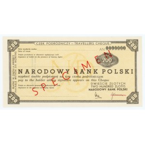 Traveler's Check worth 200 zloty - SPECIMEN ser. AN 0000000 with your name underlined, 1