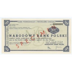 Traveler's Check worth 100 PLN - SPECIMEN ser. AM 0000000