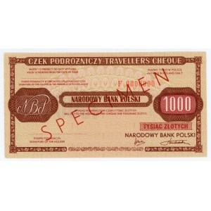 National Bank of Poland - Traveler's check with a value of PLN 1000 - SPECIMEN ser. F 0000000
