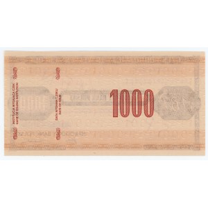 National Bank of Poland - Traveler's check with a value of PLN 1000 - SPECIMEN ser. F 0000000