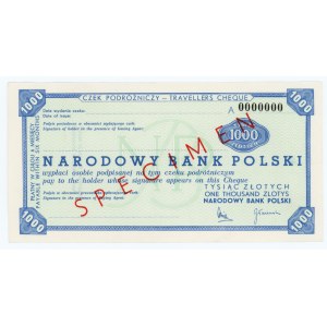 Traveler's Check worth 1000 PLN - SPECIMEN ser. A 0000000
