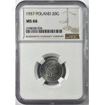20 Pfennige 1957 - NGC MS66 - 2. MAX-Note