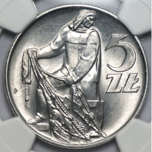 5 złotych 1958 - Rybak - NGC MS65 - 2-ga MAX nota