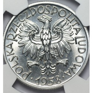 5 złotych 1958 - Rybak - NGC MS65 - 2-ga MAX nota