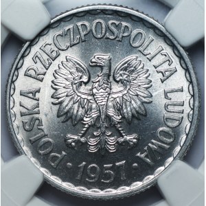 1 złoty 1957 - NGC MS66 - NAJRZADSZY ROCZNIK - 2-ga MAX nota