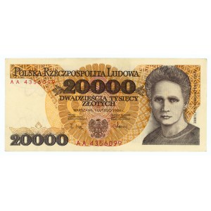 20.000 złotych 1989 - seria AA - RZADKA