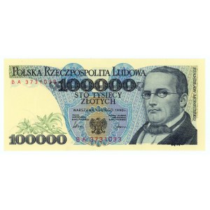 100,000 zloty 1990 - series BA - DESTRUKT