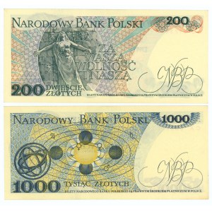 Satz - 200 Zloty 1982 und 1000 Zloty 1979 - 2 Stück