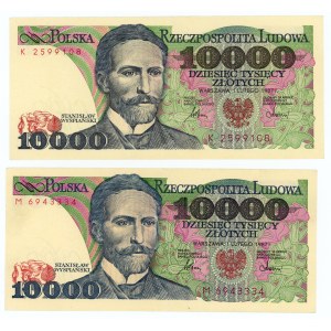 10,000 zloty 1987 - series K and M - 2 pieces