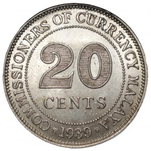 MALAJE - 20 centów 1939 - GCN MS65