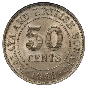 MALAJE - 50 centów 1958 - GCN MS65