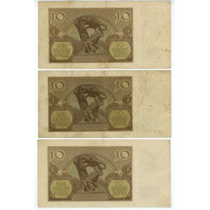 10 złotych 1940 - zestaw 3 sztuk