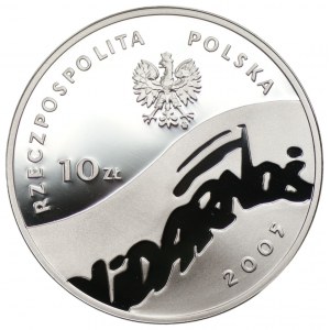 10 złotych 2005 - 25-lecie NSZZ Solidarność + folder emisyjny