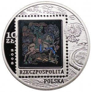 10 złotych 2008 - 450 Lat Poczty Polskiej + folder emisyjny