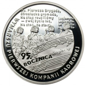 10 Zloty 2009 - 95. Jahrestag des Marsches der Ersten Warschauer Kompanie + Emissionsmappe