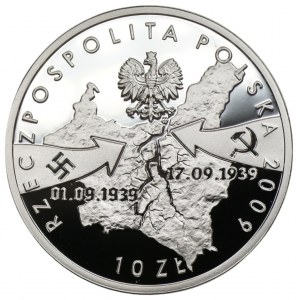 10 Zloty 2009 - Wieluń - 1. September 1939 + Ausgabemappe