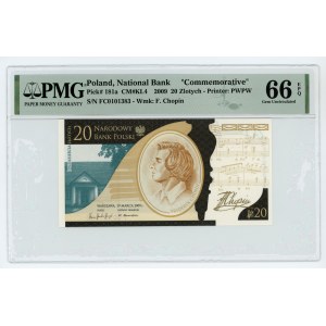 20 złotych 2009 - Fryderyk Chopin - PMG 66 EPQ