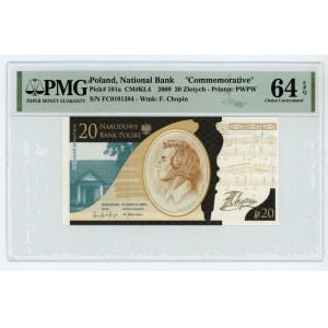 20 złotych 2009 - Fryderyk Chopin - PMG 64 EPQ