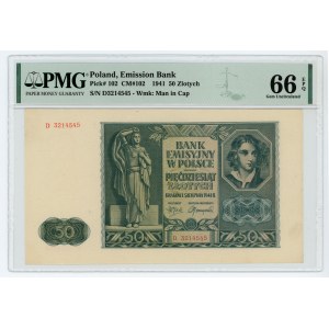 50 złotych 1941 - seria D - PMG 66 EPQ