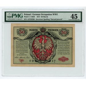 50 Polnische Marken 1916 - allgemeine Serie A - 7 Ziffern - PMG 45