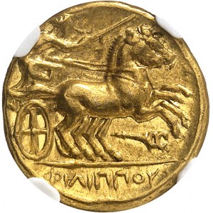 Macédoine (royaume de), Philippe II (359-336 av. J.-C.). Statère d’or ND (340-328), Amphipolis.