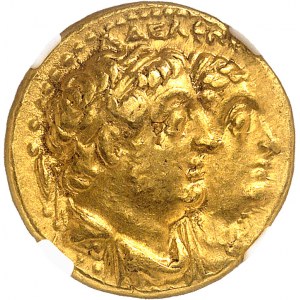 Royaume lagide, Ptolémée II (283-246 av. J.-C.). Tétradrachme Or ou pentekontadrachmon (50 drachmes) ND (après août 272 av. J.-C.), Alexandrie.
