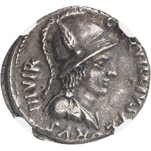 Auguste (27 av. J.-C. - 14 ap. J.-C.). Denier au nom de L. Aquilius Florus ND (19 av. J.-C.), Rome.