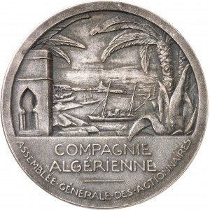 IIIe République (1870-1940). Grand jeton de présence, Assemblée générale des actionnaires de la banque de la Compagnie algérienne, par A. Pommier ND (après 1930), Paris.