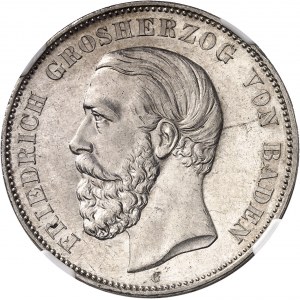 Bade, Frédéric I (1856-1907). 5 (fünf) mark, 1er type 1875, G, Karlsruhe.