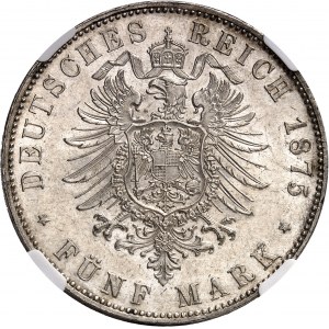 Bade, Frédéric I (1856-1907). 5 (fünf) mark, 1er type 1875, G, Karlsruhe.