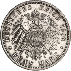 Bade, Frédéric I (1856-1907). 5 (fünf) mark pour le Jubilé d’or 1902, Karlsruhe.