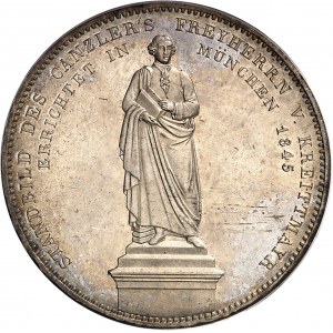 Bavière, Louis Ier (1825-1848). Double thaler commémoratif, statue de Wigulaüs von Kreittmayr à Munich 1845, Munich.