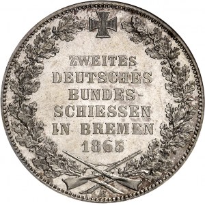 Brême (ville libre de). Thaler, 2e concours fédéral de tir de Brême 1865 B, Hanovre.