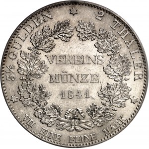 Hesse-Darmstadt, Louis II (1830-1848). 2 thalers ou 3 1/2 florins 1841, Darmstadt.