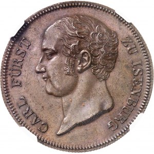Isembourg-Birstein, Charles Frédéric (1803-1820). Épreuve sur cuivre du thaler 1811, Francfort-sur-le-Main.