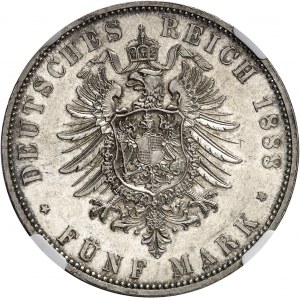 Prusse, Guillaume II (1888-1918). 5 (fünf) mark 1888, A, Berlin.