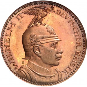 Prusse, Guillaume II (1888-1918). Essai de 5 mark en bronze, Flan bruni (PROOF), par Karl Goetz 1913, Munich.