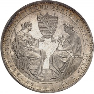 Saxe, Frédéric Auguste II (1836-1854). Double thaler commémoratif, mort du Roi le 9 août 1854 1854 F, Dresde.