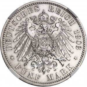 Saxe-Altenburg, Ernst I (1853-1908). 5 (fünf) mark pour le Jubilé d’or 1903, A, Berlin.