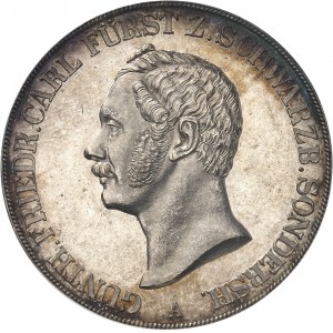 Schwarzbourg-Sonderhausen, Gonthier-Frédéric-Charles II (1835-1880). Double thaler 1854, A, Arnstadt.